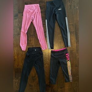 Adidas , lulu lemon, Victoria secret , black leggings set of 4